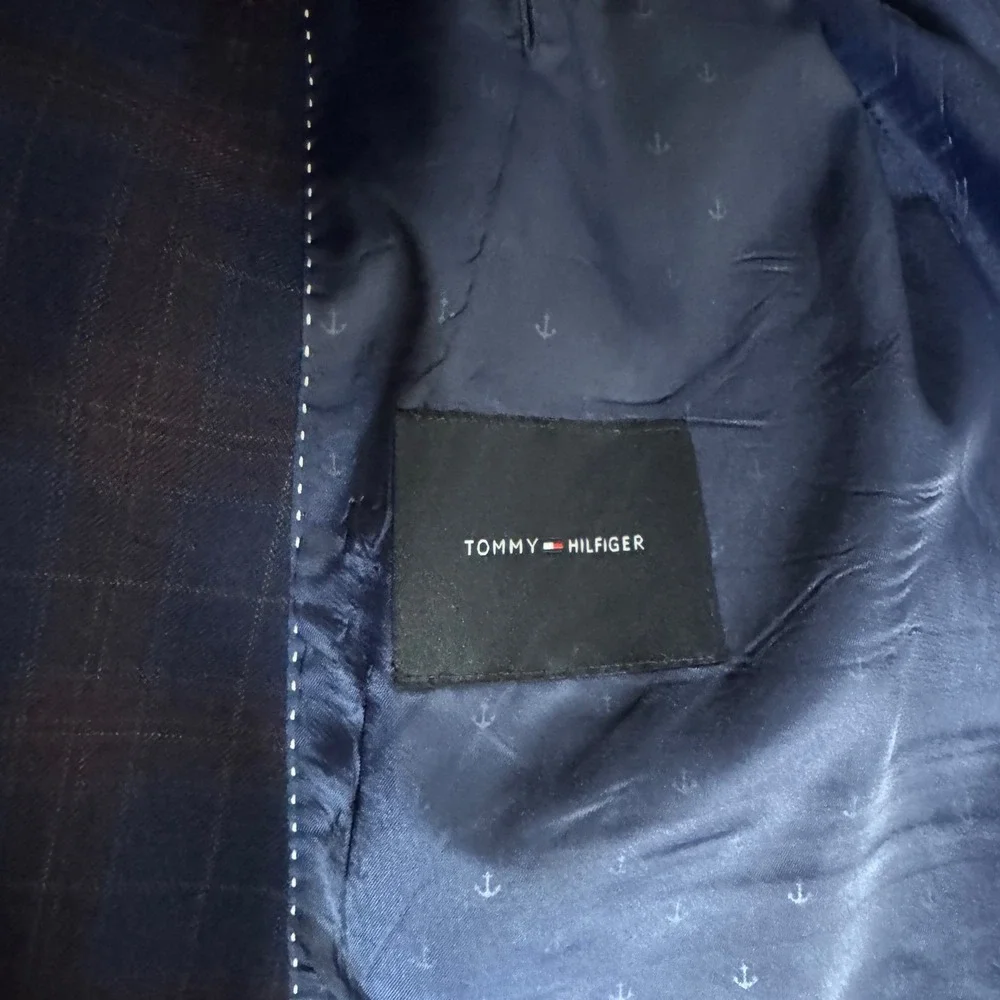 Tommy Hilfiger Sport Coat Mens 46L Blue Plaid Ethan Two Button Blazer